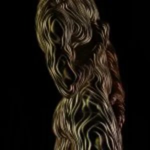 A sculpture depicting a woman with long flowing hair, showcasing intricate details and graceful posture.